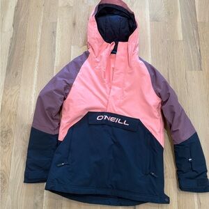 O'Neill Coral and Black Hooded Jacket